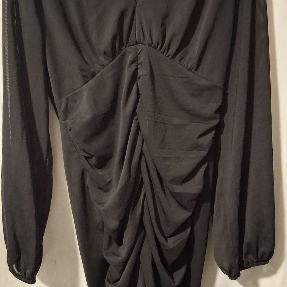 Stella Luce Black Ruched Mesh Sleeve Dress – Size S MEGA-CLOSET CLEAROUT SALE!